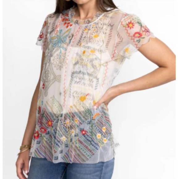NEW JOHNNY WAS merida mesh blouse in multi - Picture 4 of 4